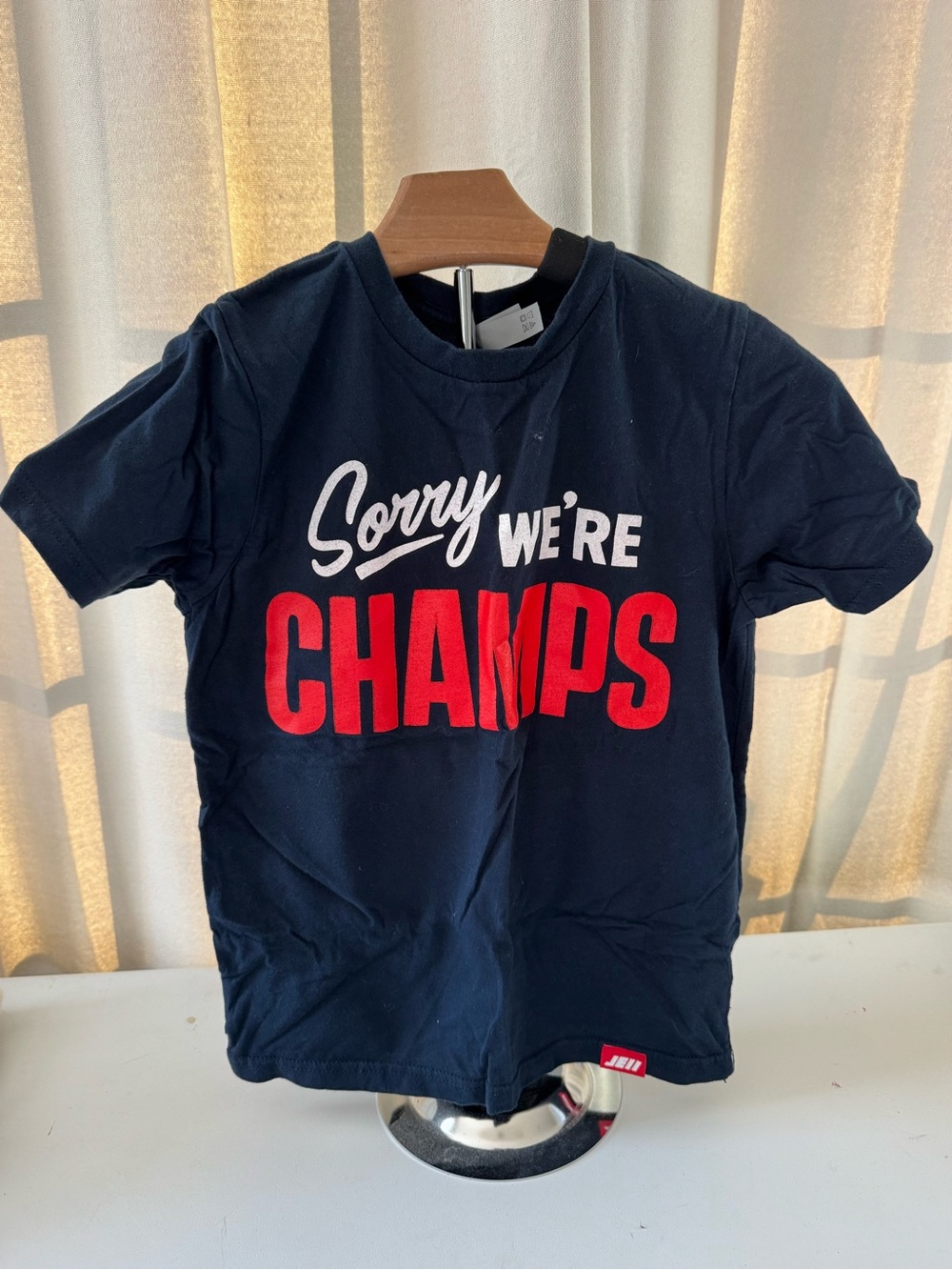 NFL Patriots Navy Kids 'Sorry We're CHAMPS' Graphic  T-shirt and hoodie
